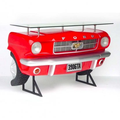 Barbord, vegg, bilfront, Ford Mustang, rød