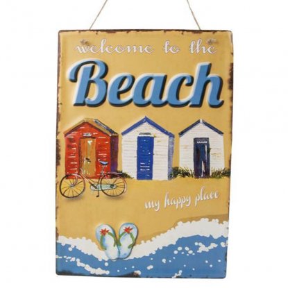 Plateskilt med oppheng «Welcome to the beach», 28 x 40 cm