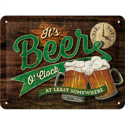 Plateskilt «Beer o'clock glasses» 15 x 20 cm
