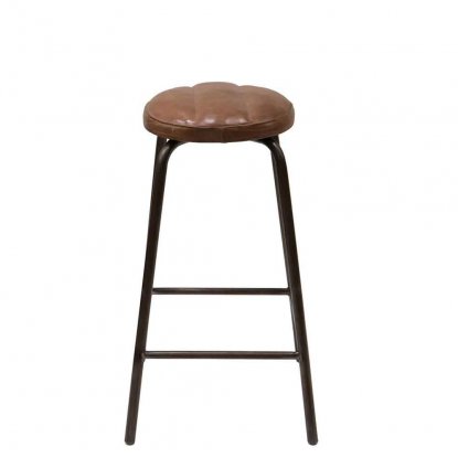 Barstol Brooklyn med rund sitteflate i skinn fra Trademark Living