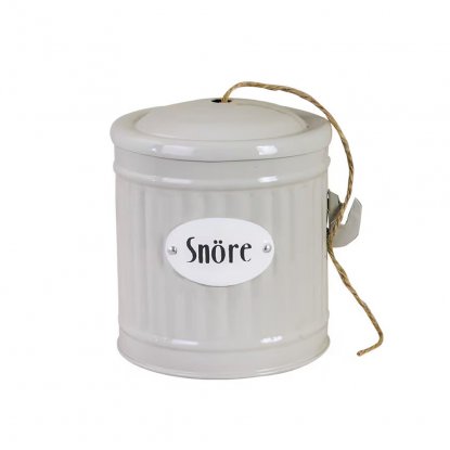 Retro blikkboks med snor Ø 10,3 – Beige
