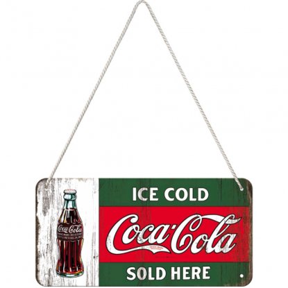 Plateskilt med henger «Coca-Cola Ice Cold»