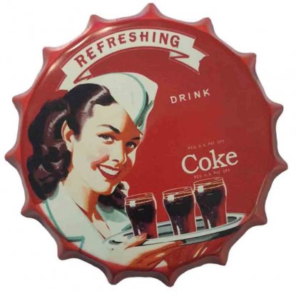 Coca-Cola metallskilt med kjede – Servering