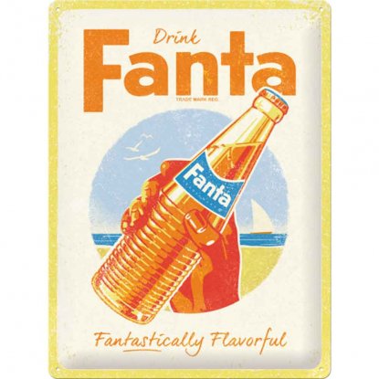 Fanta-metallskilt, flaske, 30 x 40 cm
