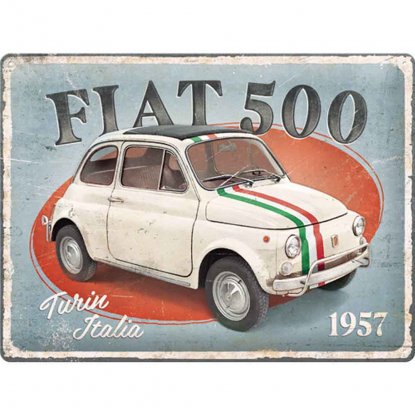 Fiat-skilt i metall, 30 x 40 cm