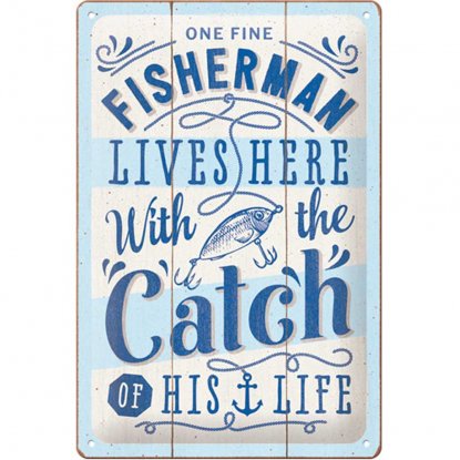 «Fisherman lives here»-skilt, 20 x 30 cm