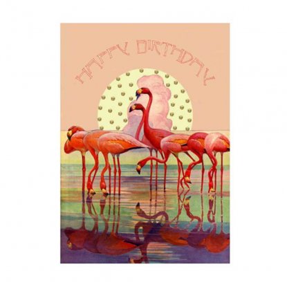 Dobbel bursdagskort «Birthday Flamingo»