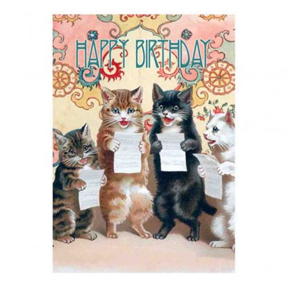 Dobbel bursdagskort «Happy Birthday Cats»