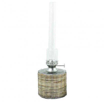 Parafinlampe, rett kurv, nikkel, stor, Ø 10 x 33 cm