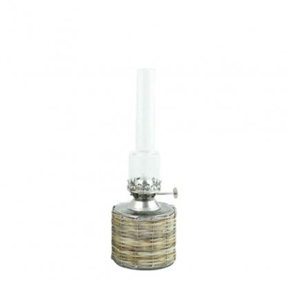 Parafinlampe, rett kurv, nikkel, liten, Ø 8 x 25 cm