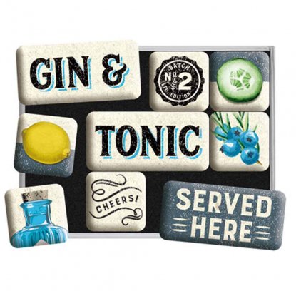Magnetsett «Gin Served Here» – 9 magneter
