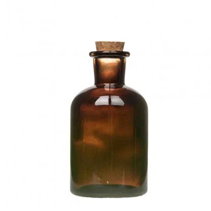 Glassflaske med kork, mørkebrun, 250 ml