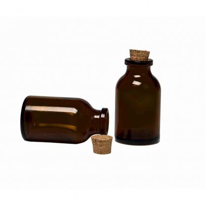 Glassflaske med kork, brun, Mini, 20 ml