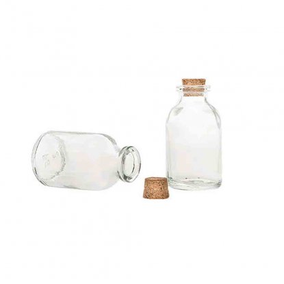 Glassflaske med kork, klar, Mini, 20 ml