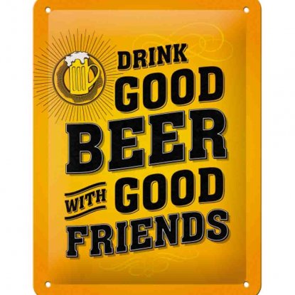 Metallskilt «Drink good beer», 15 x 20 cm