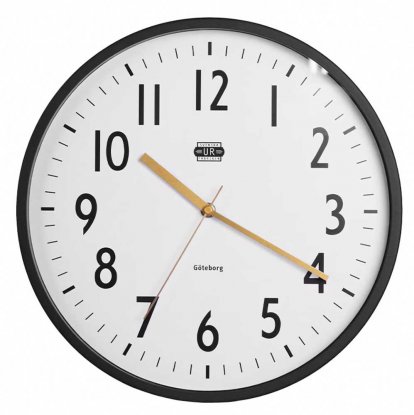Veggklokke Göteborg, diameter 35 cm, svart
