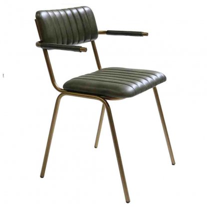 Spisestol Diner grønn/messing med armlener fra Trademark Living