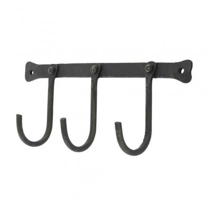 Krokstang med 3 kroker, 31 cm, svart