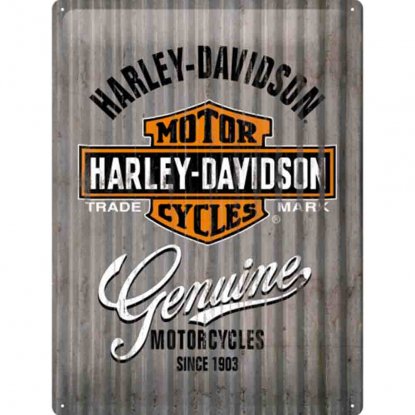 Harley Davidson-skilt, riflet, 30 x 40 cm