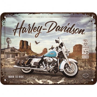 Metallskilt «Harley Davidson Route 66», 15 x 20 cm