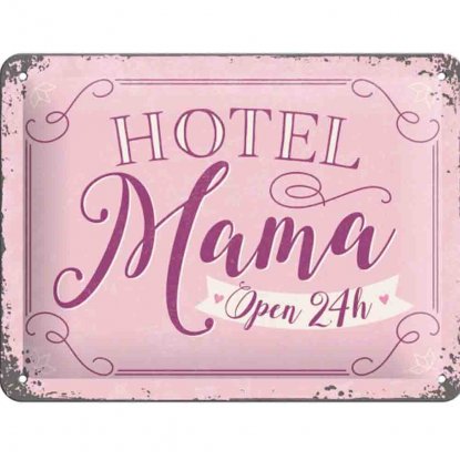 Metallskilt «Hotel Mama» 15 x 20 cm