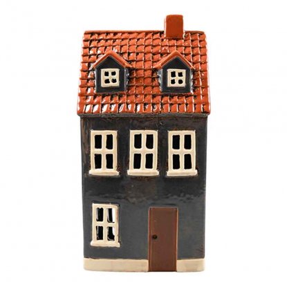 Keramikkhus, blått, til telys, 24 cm