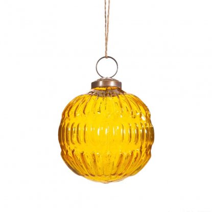 Julekuler av resirkulert glass, gule, 6-pakning