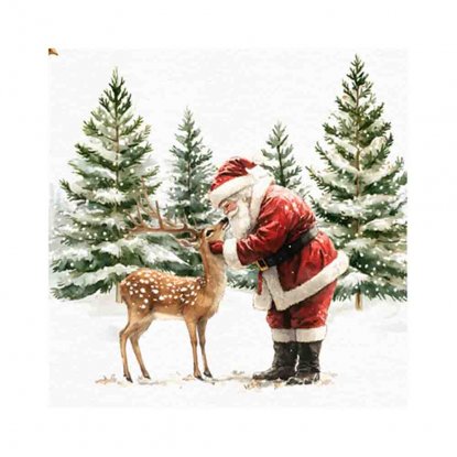 Juleservietter med nisse og hjort