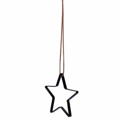 Julestjerne med lærbånd – 17 cm