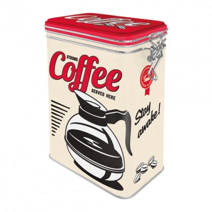 Kaffeburk-kaffe serveres her med knäpplock