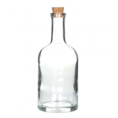 Glassflaske med kork, gjennomsiktig, 400 ml