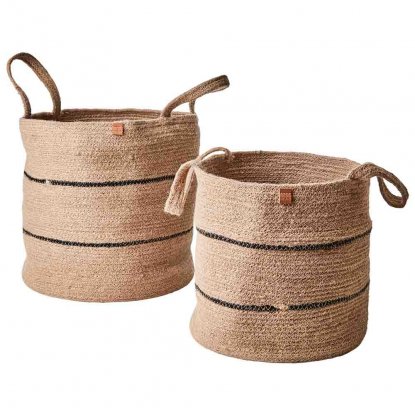 Kurvsett Jute, 2 sett, natur/svart