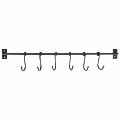 Krokstang med 6 kroker, 50 cm, svart