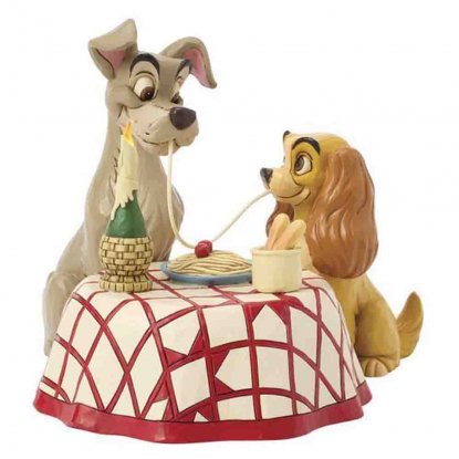 Disney-figuren Lady og Lufsen spiser spaghetti