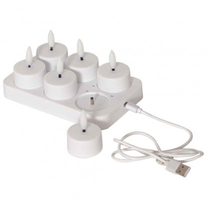 LED-oppladbare stearinlys, 6-pakning