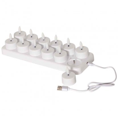 LED-oppladbare telys, 12-pakning