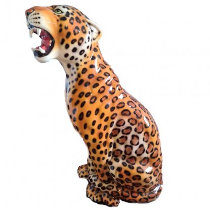 Italiensk porselensfigur av en leopard, 86 cm