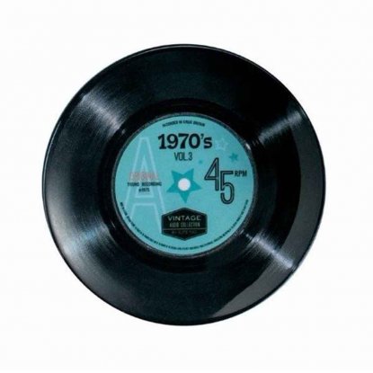 Platefat, rundt, «70’s Record», 26 cm