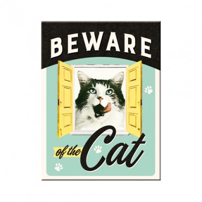 Magnet – pass opp for katten, 6 x 8 cm