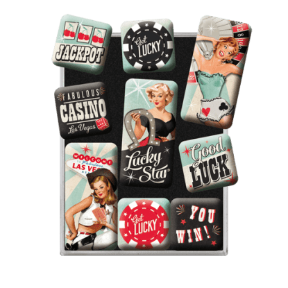 Magnetsett «Retro Get Lucky» – 9 små magneter