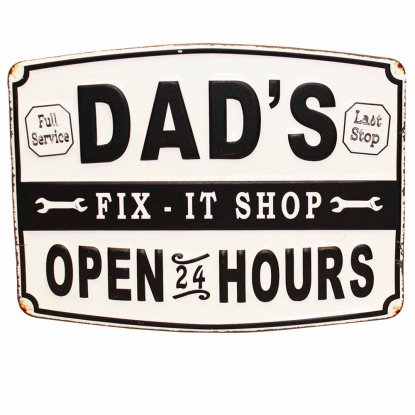 Metallskilt «Dad’s Fix it shop» 30 x 40 cm