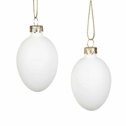 Påskeegg i glass, hvite, 6,5 cm, 6-pakning