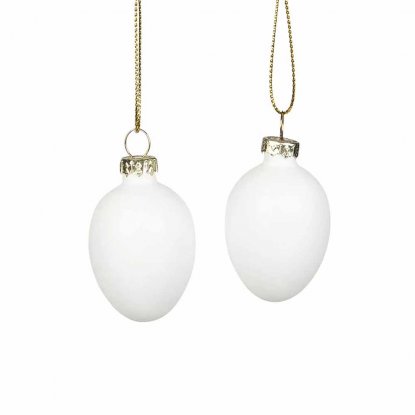 Påskeegg i glass, hvite, 4,5 cm, 6-pakning