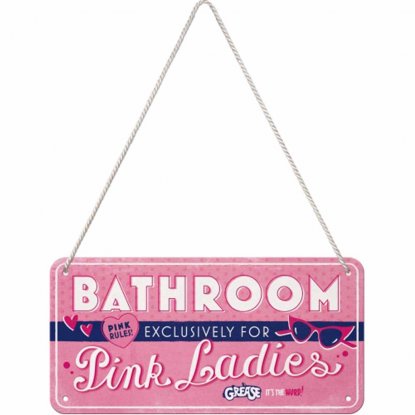 Plateskilt med oppheng «Badrum Pink Ladies»