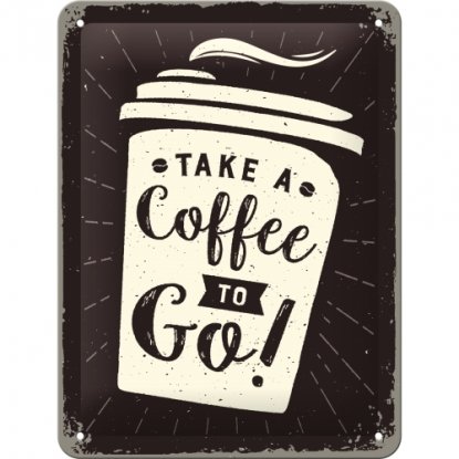 Metallskilt «Coffee to go», 15 x 20 cm