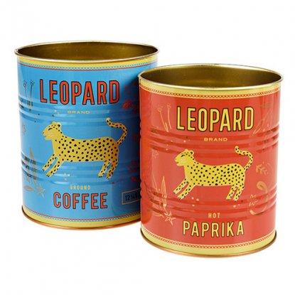 Krukke / blikkboks, 2-pakk Leopard