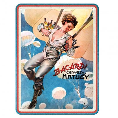 Metallskilt Bacardi – Cerveza Hatuey 15 x 20 cm