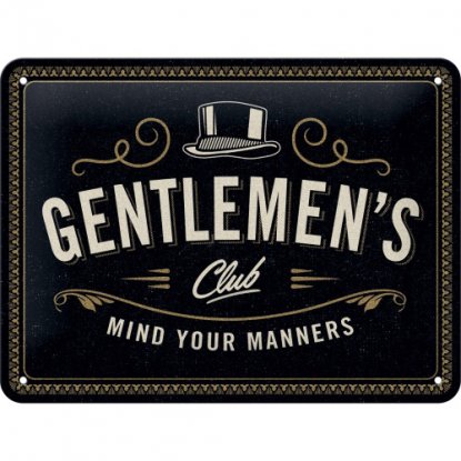 Metallskilt «Gentlemens Club», 15 x 20 cm