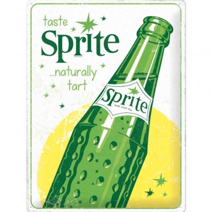 Sprite-plateskilt med flaske, 30 x 40 cm