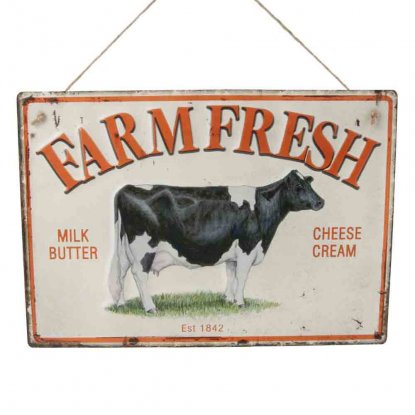 Plateskilt «Farmfresh» med oppheng, 28 x 48 cm